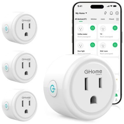 GHome Smart Plug, WiFi Smart Plugs Work with Alexa and Google Home, Smart Outlet Timer with APP Remote Control, 2.4GHz Wi-Fi Only, No Hub Required, ETL FCC Listed
