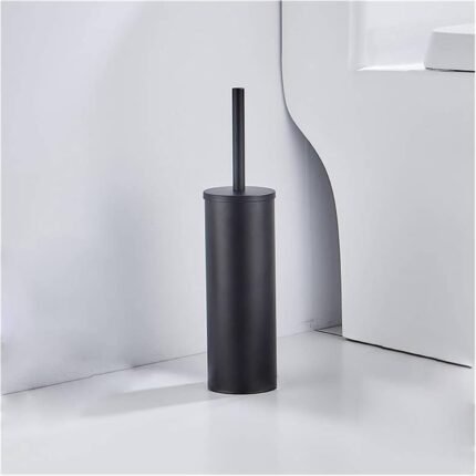 Toilet Brush Holder Bathroom Cleaning Set Flooring Stand Black Bathroom Storage and Organization Cleaning Brush (Color : Gold) (Black)