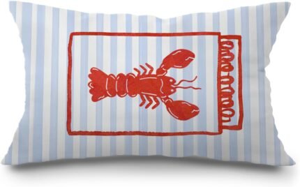 JINYO Maine Lobster Pillow Covers 12x20 inch, Preppy Coastal Decor,New England Style Decor, East Coast Beach Decor, East Coast Beach Pillow Cover, Maine Lobster, Lobster Pillow Cover