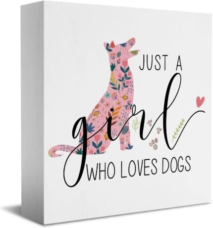 Funny Dog Mom Gifts: Wooden Box Sign for Dog Lovers - Cute Wooden Plaque Box Sign for Women, Girls Room, Home Decor
