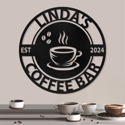 Personalized Coffee Bar Metal Sign, Black Large Wall Decor, Rustic Metal Hanging Wall Art Signs, Coffee Bar Letter Sign, Farmhouse Coffee Bar Accessories, Home Decor for Kitchen Farmhouse Bar