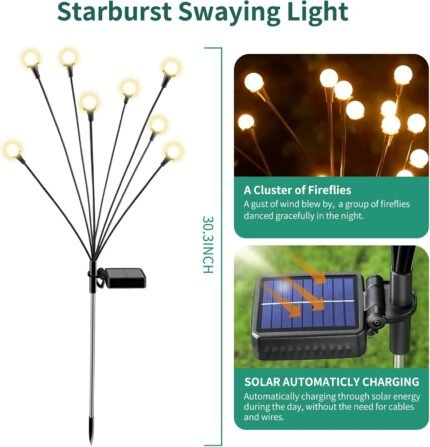 Solar Lights Outdoor Waterproof, 10 Packs 80LED, Solar Garden, Patio, Garden Decor, Patio Decor, Firefly Outdoor, Unique Gifts for Women, Gifts for Grandma