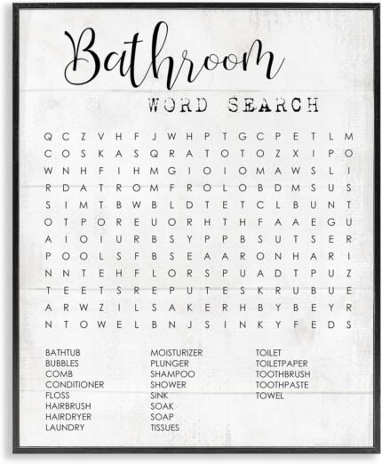 Stupell Industries Bathroom Search Fun Family Word, Design by Daphne Polselli Wall Art, 11 x 14, Black