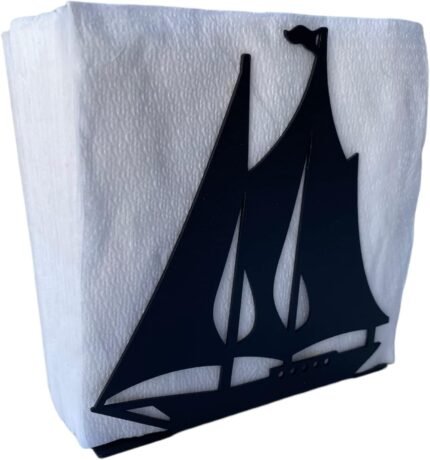 Black Napkin Holder for Table - Boat Design Napkin Holder Organizer Tissue Dispenser for Kitchen Countertops, Dining and Picnic Table, Party, Bathroom, Indoor & Outdoor Use (Boat)