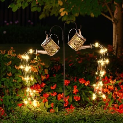 Solar Watering Can Lights Outdoor Garden Decor, Waterproof Landscape Light One Pole Two Lights Outside Decorations for Lawn Backyard Patio Chrismas Gardening Gift for Mom Grandma Women Birthday
