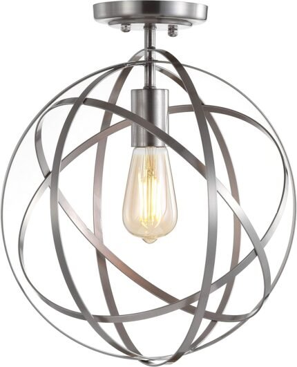 JONATHAN Y JYL9514B Alma 13" Metal LED Flush Mount Contemporary Dimmable, 2700K Cozy Warm Light, for Kitchen,Hallway,Bathroom,Stairwell, Nickel