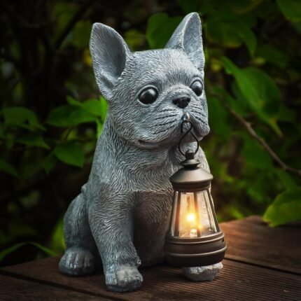 Solar Dog Outdoor Garden Statue with LED Light - Lawn Decor Dog Statue for Patio, Balcony, Yard Ornament - Unique Housewarming Gifts,Birthday Gifts,Garden Gift