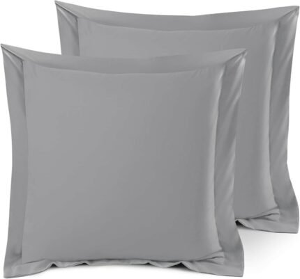 Nestl Soft Pillow Shams Set of 2 - Double Brushed Microfiber Pillow Covers - Hotel Style Premium Bed Pillow Cases, with 1.5” Decorative Flange, Euro 26"x26" - New Daek Grey