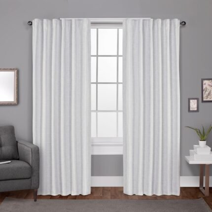 EXCLUSIVE HOME Chatra Faux Silk Grommet Top Curtain Panel Pair, 54"x96", Winter White
